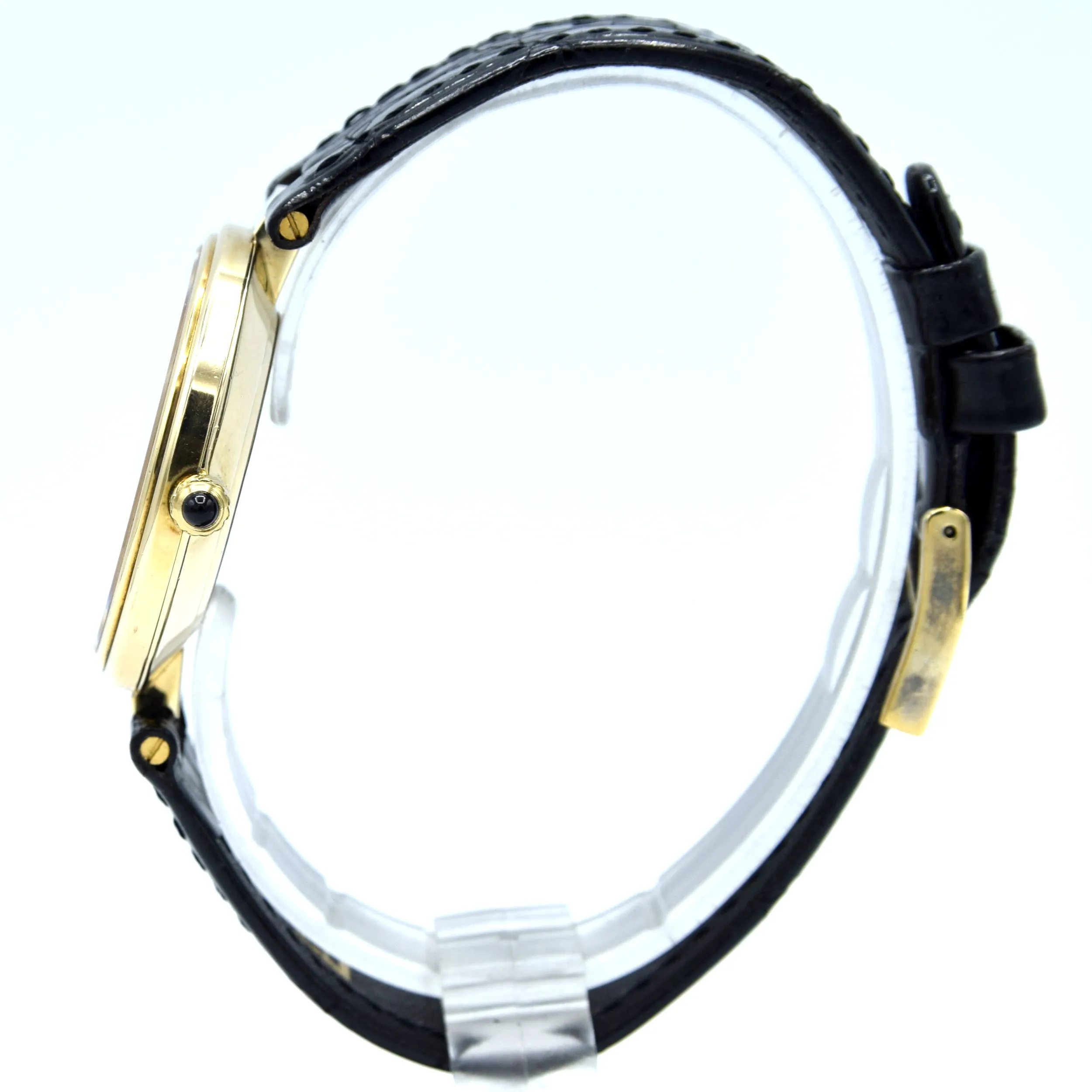 1980 Alfred Dunhill silver 925 sterling 'Blue Bulls eye' swiss quartz dress Wristwatch with strap - buckle - box