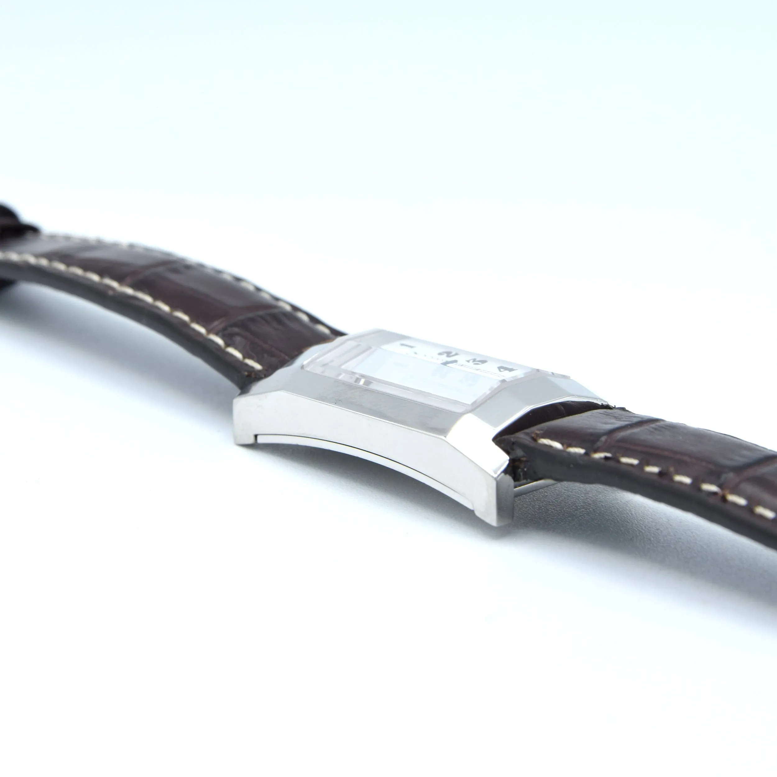 1990s Alfred Dunhill 'Facet' swiss quartz Date Wristwatch with White Dial on leather   Buckle