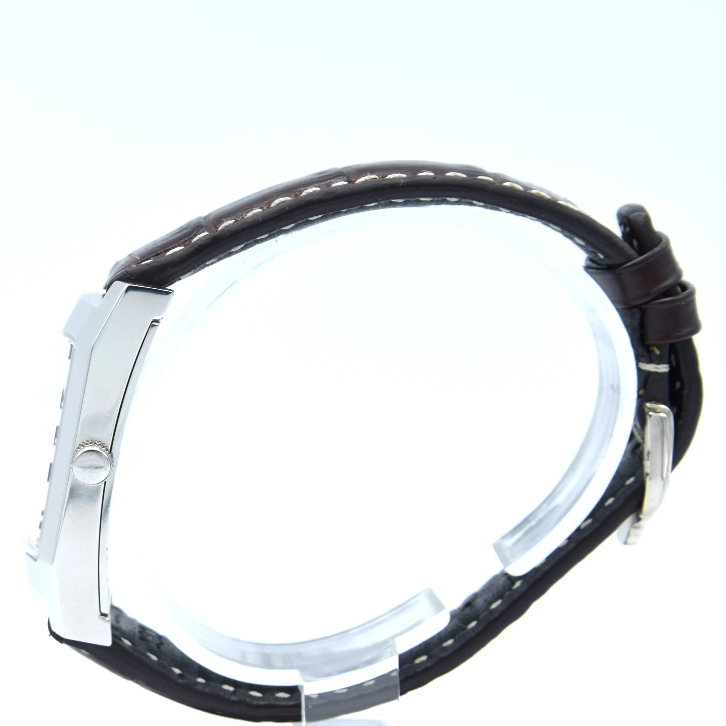 1990s Alfred Dunhill 'Facet' swiss quartz Date Wristwatch with White Dial on leather   Buckle