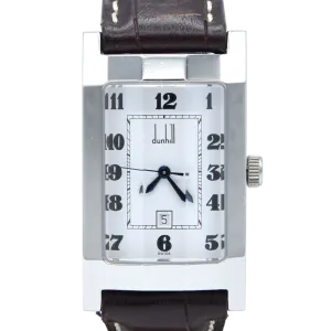 1990s Alfred Dunhill 'Facet' swiss quartz Date Wristwatch with White Dial on leather   Buckle