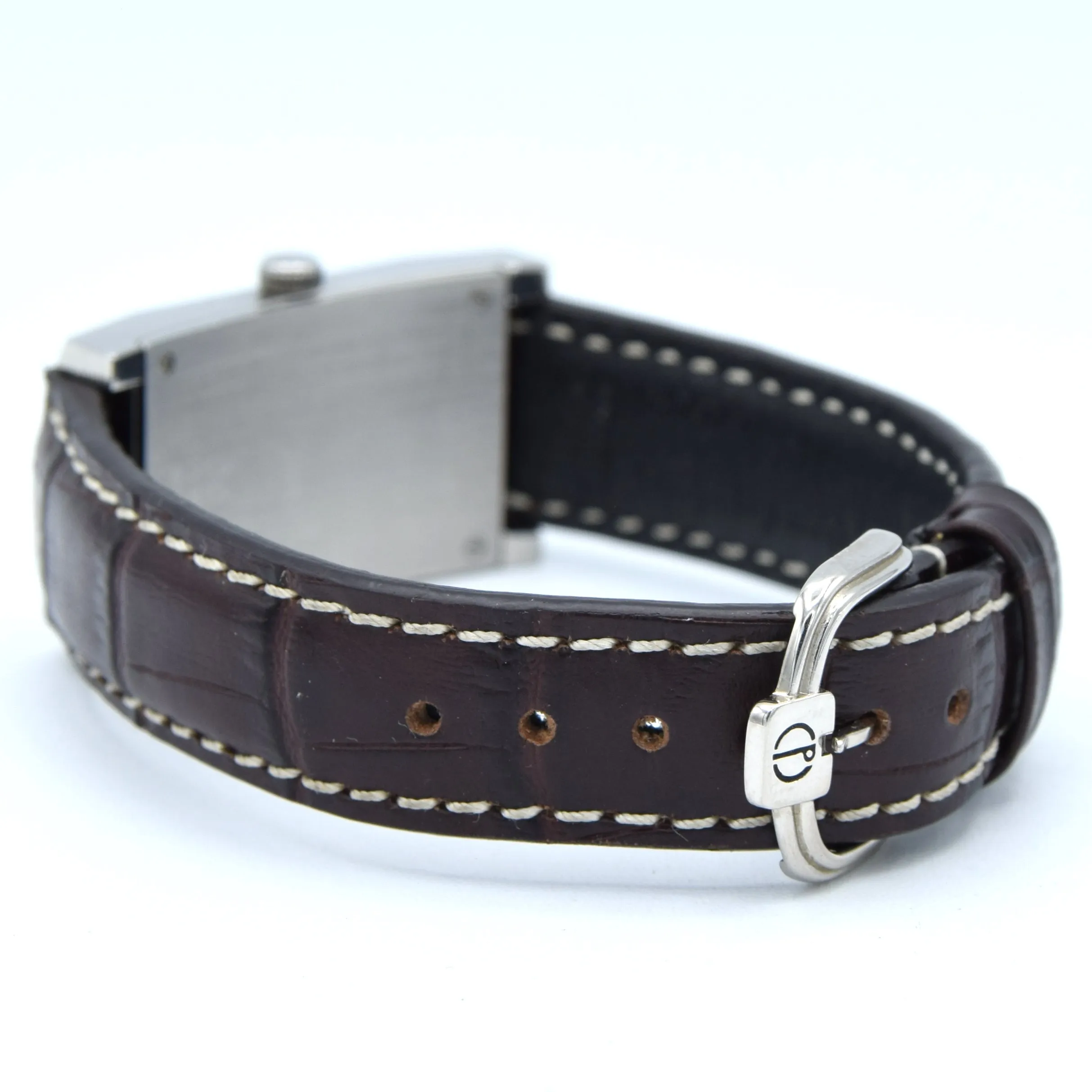 1990s Alfred Dunhill 'Facet' swiss quartz Date Wristwatch with White Dial on leather   Buckle