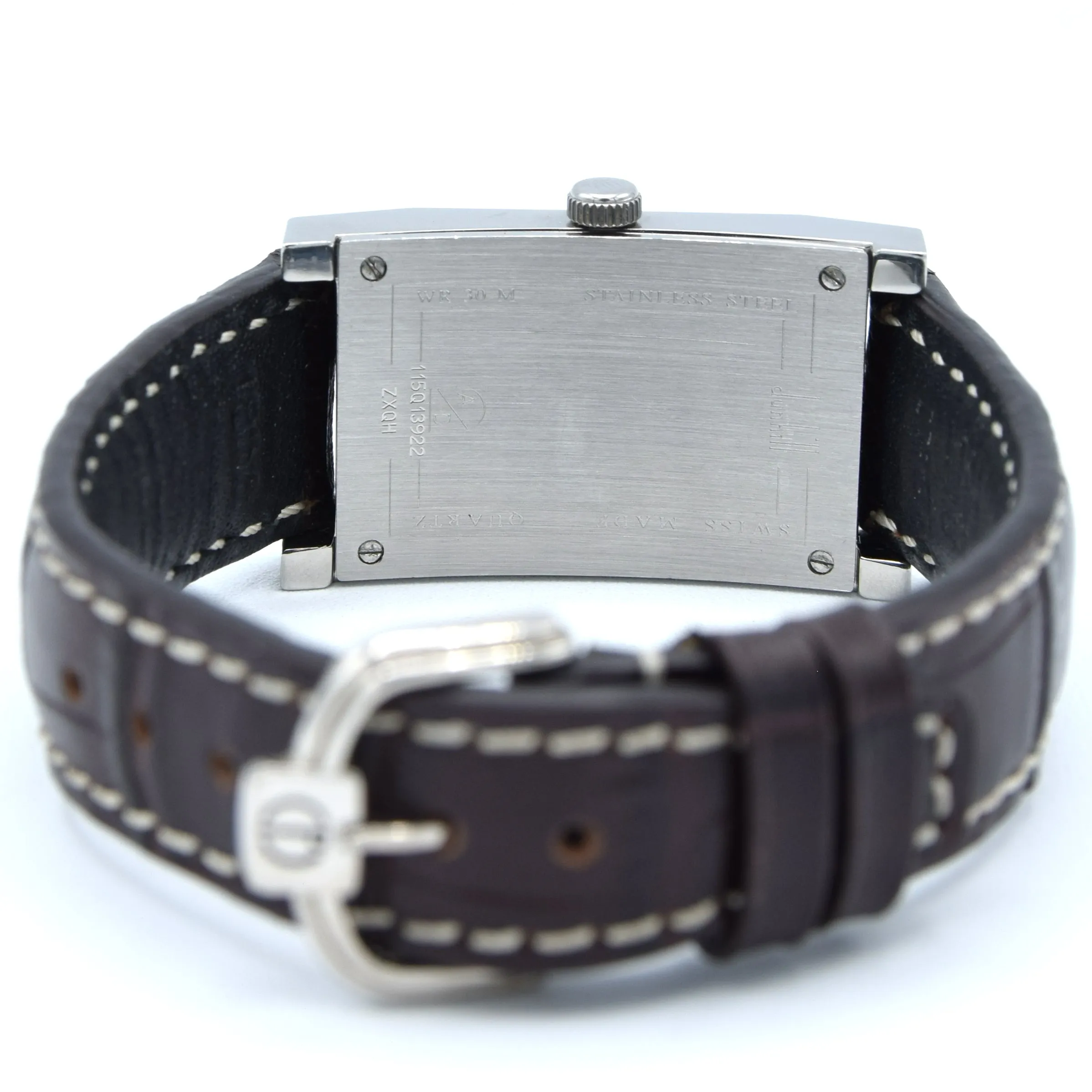 1990s Alfred Dunhill 'Facet' swiss quartz Date Wristwatch with White Dial on leather   Buckle