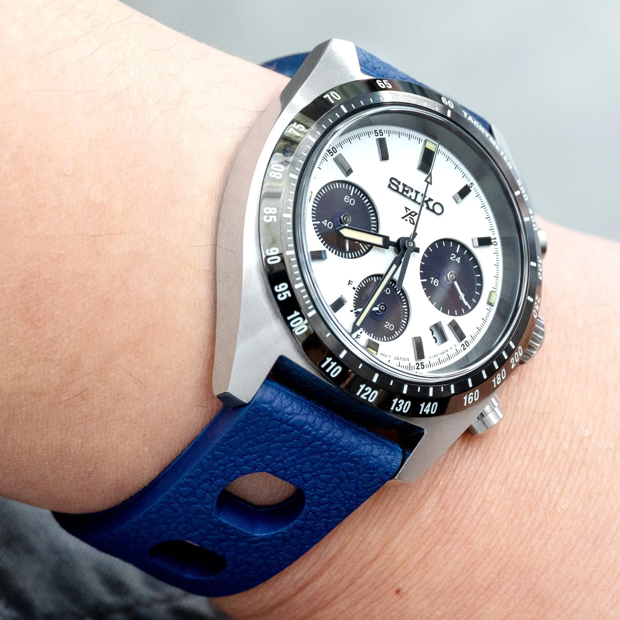 20mm Navy Blue Large Holes Rally FKM Quick Release Rubber watch band