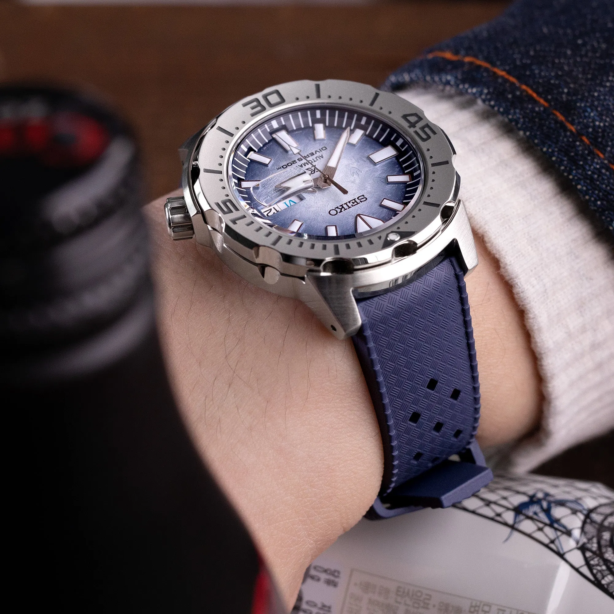 20mm Quick Release Tropical-Style FKM rubber watch strap, Blue