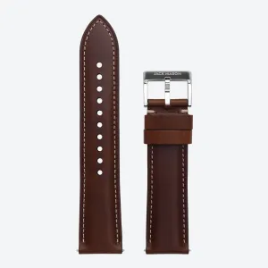 22mm Stitched Brown Leather Strap