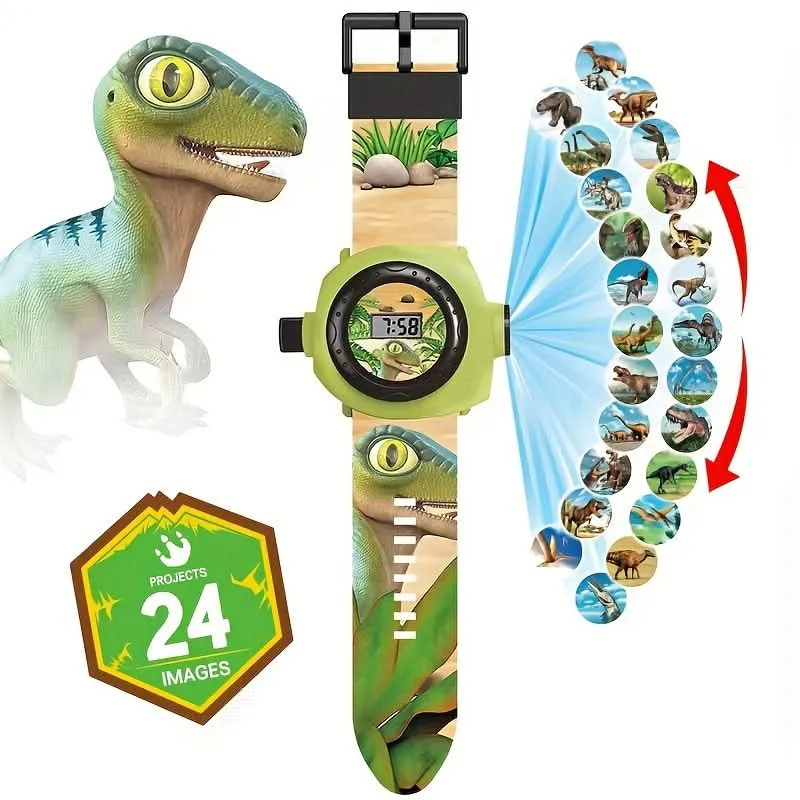 24-Image Cartoon Projector Watch – Digital Wrist Watch with Flashlight