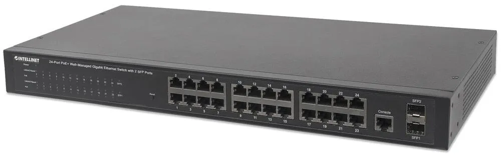24 Port POE Web Smart Gigabit Switch   2 SFP