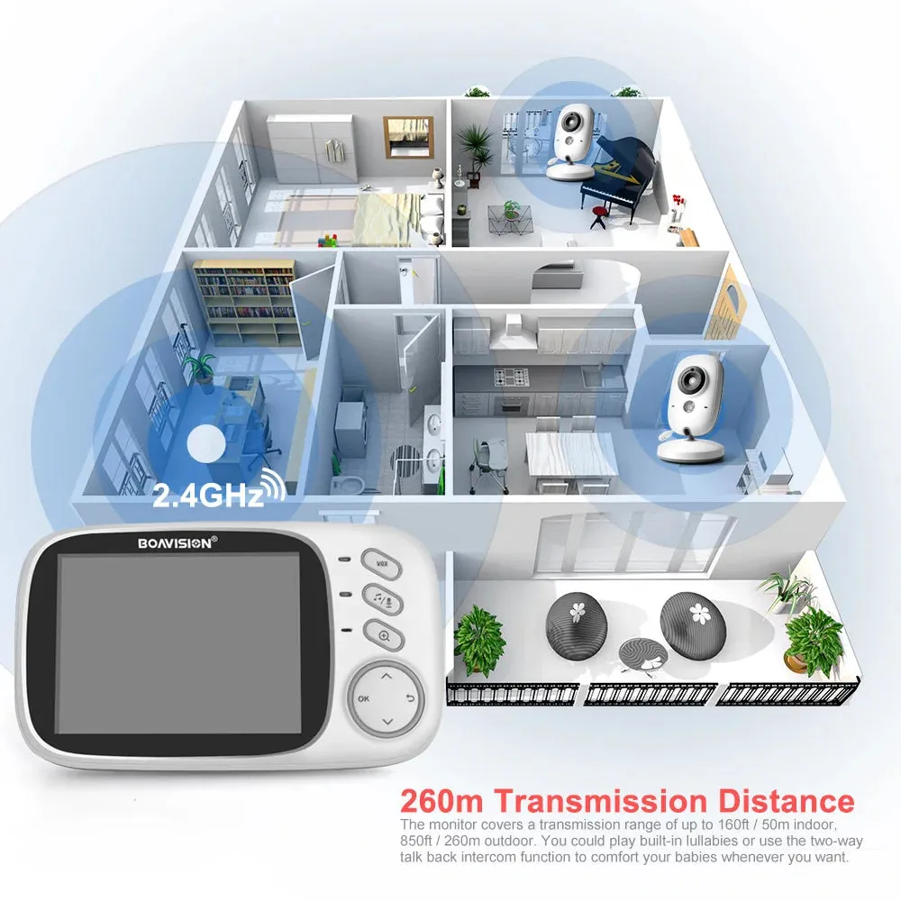 2.4G Wireless With 3.2 Inches LCD 2 Way Audio Talk Night Vision Surveillance Security Camera
