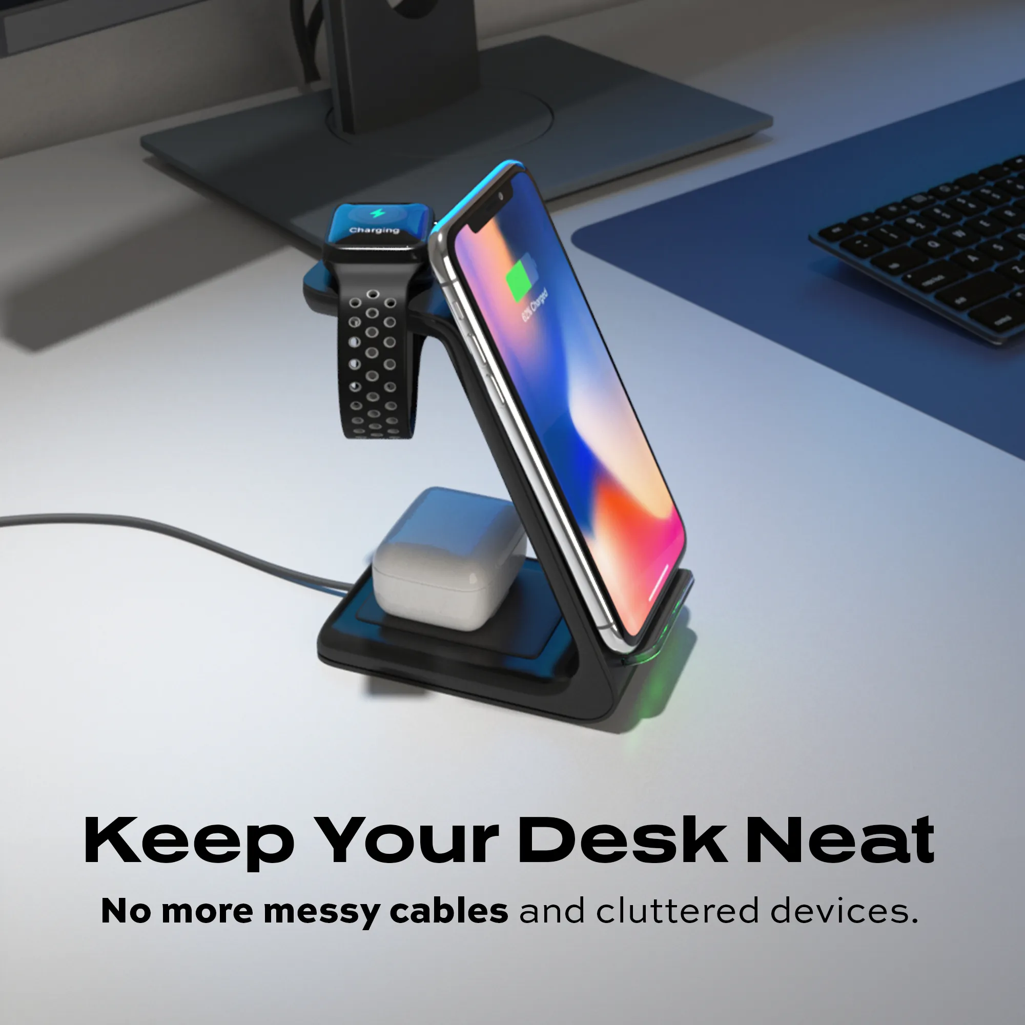 3-in-1 Wireless Charger | 10W Charging Station | Universal