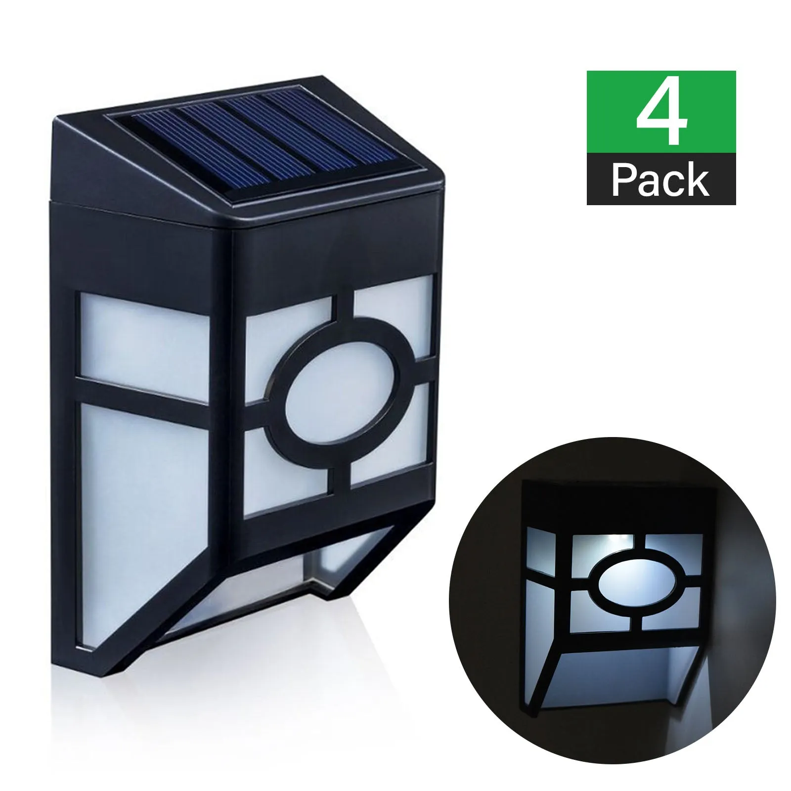 4 x Fence Lights Solar Powered LED | Waterproof | Outdoor | Garden | Patio | Wall | Pathway