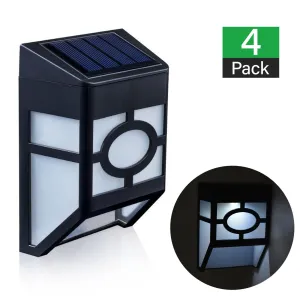4 x Fence Lights Solar Powered LED | Waterproof | Outdoor | Garden | Patio | Wall | Pathway