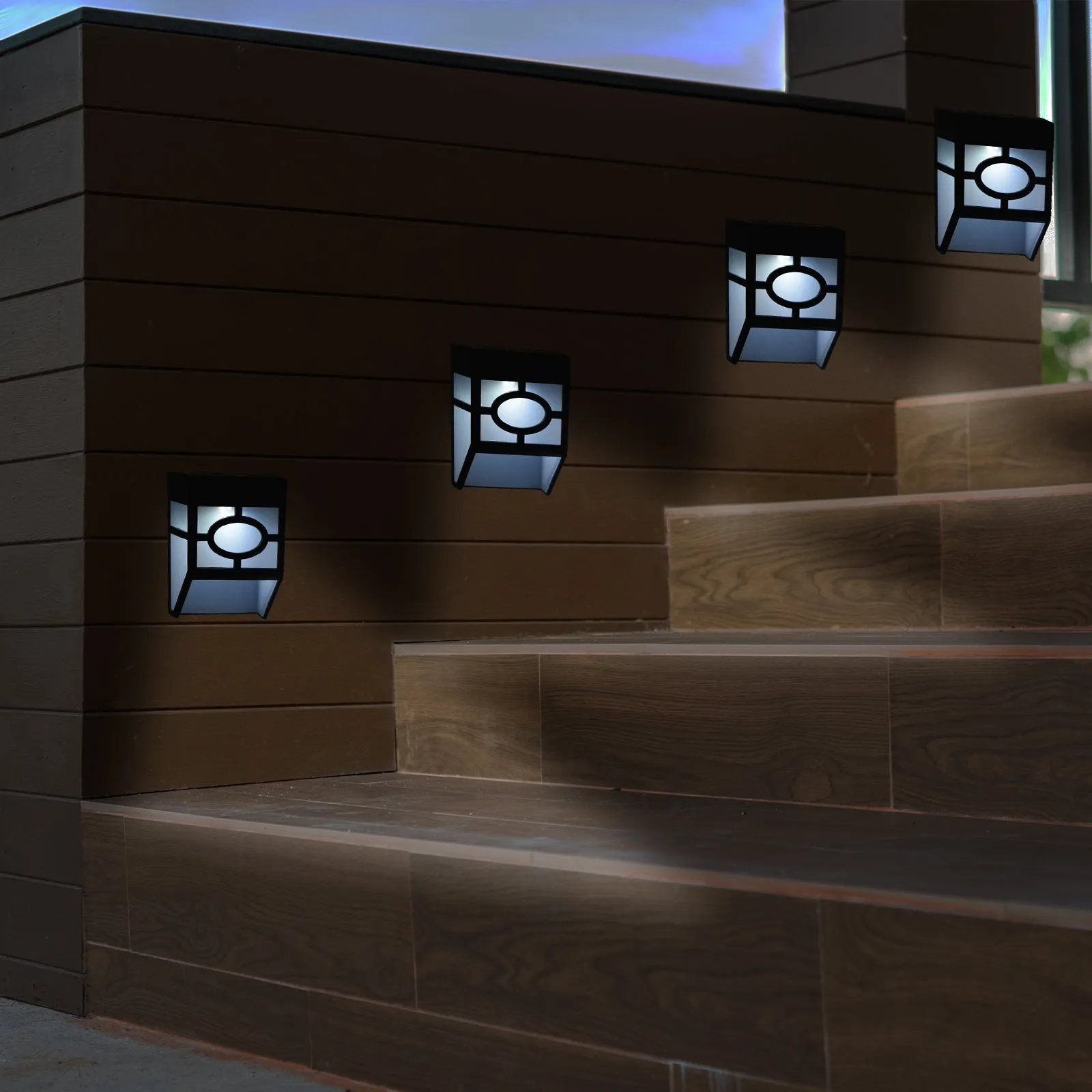 4 x Fence Lights Solar Powered LED | Waterproof | Outdoor | Garden | Patio | Wall | Pathway