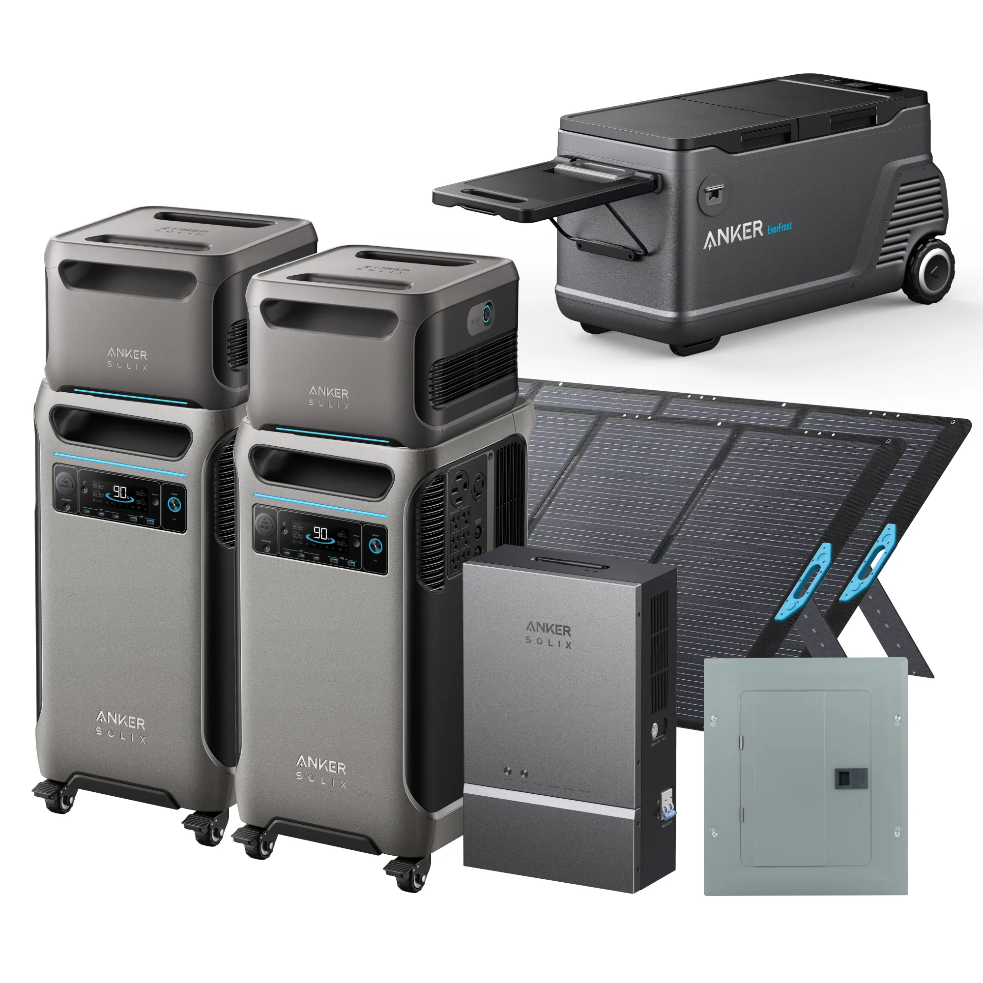 Anker SOLIX F3800 Smart Whole-Home Backup Power Kit with EverFrost 50 Cooler