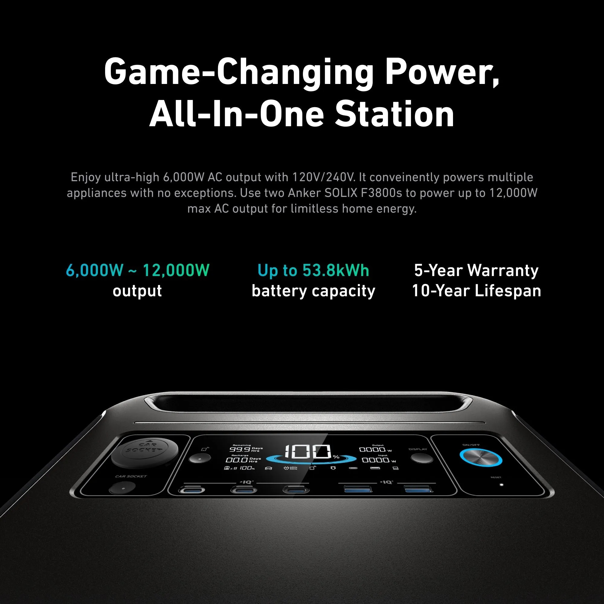 Anker SOLIX F3800 Smart Whole-Home Backup Power Kit with EverFrost 50 Cooler