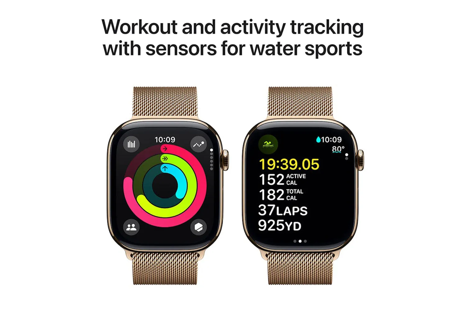 Apple Watch Series 10 GPS   Cellular | 46mm | Gold Titanium Case with Gold Milanese Loop M/L
