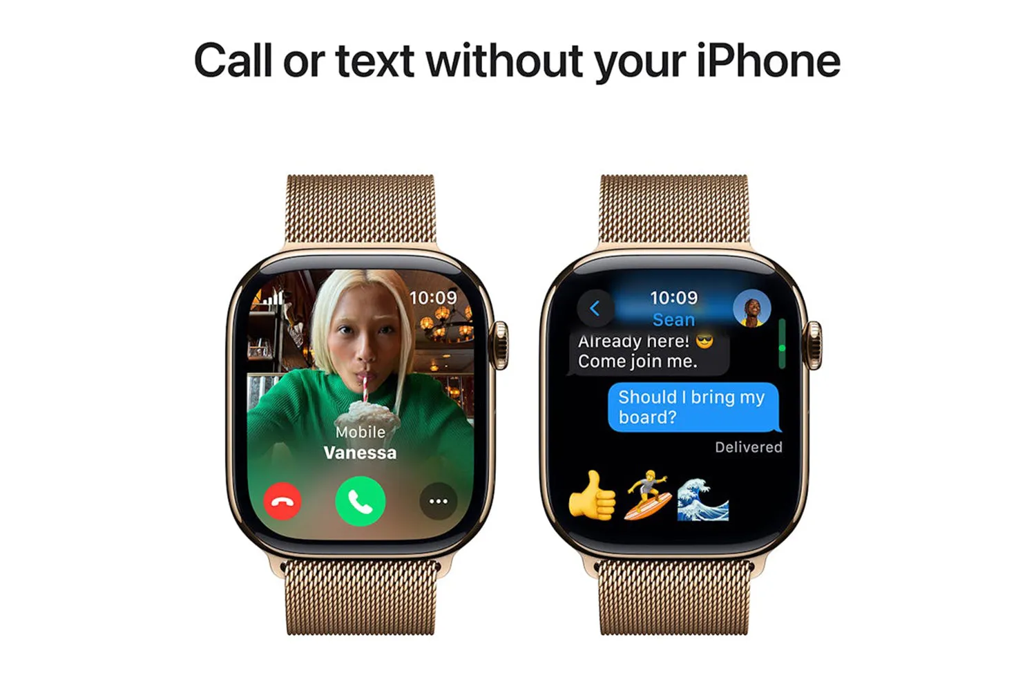 Apple Watch Series 10 GPS   Cellular | 46mm | Gold Titanium Case with Gold Milanese Loop M/L