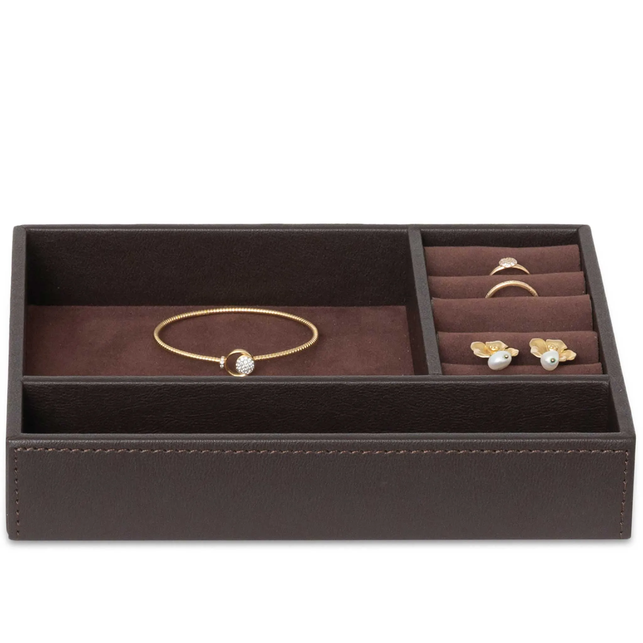 Bentley Andros PU Leather Jewellery Tray, Brown