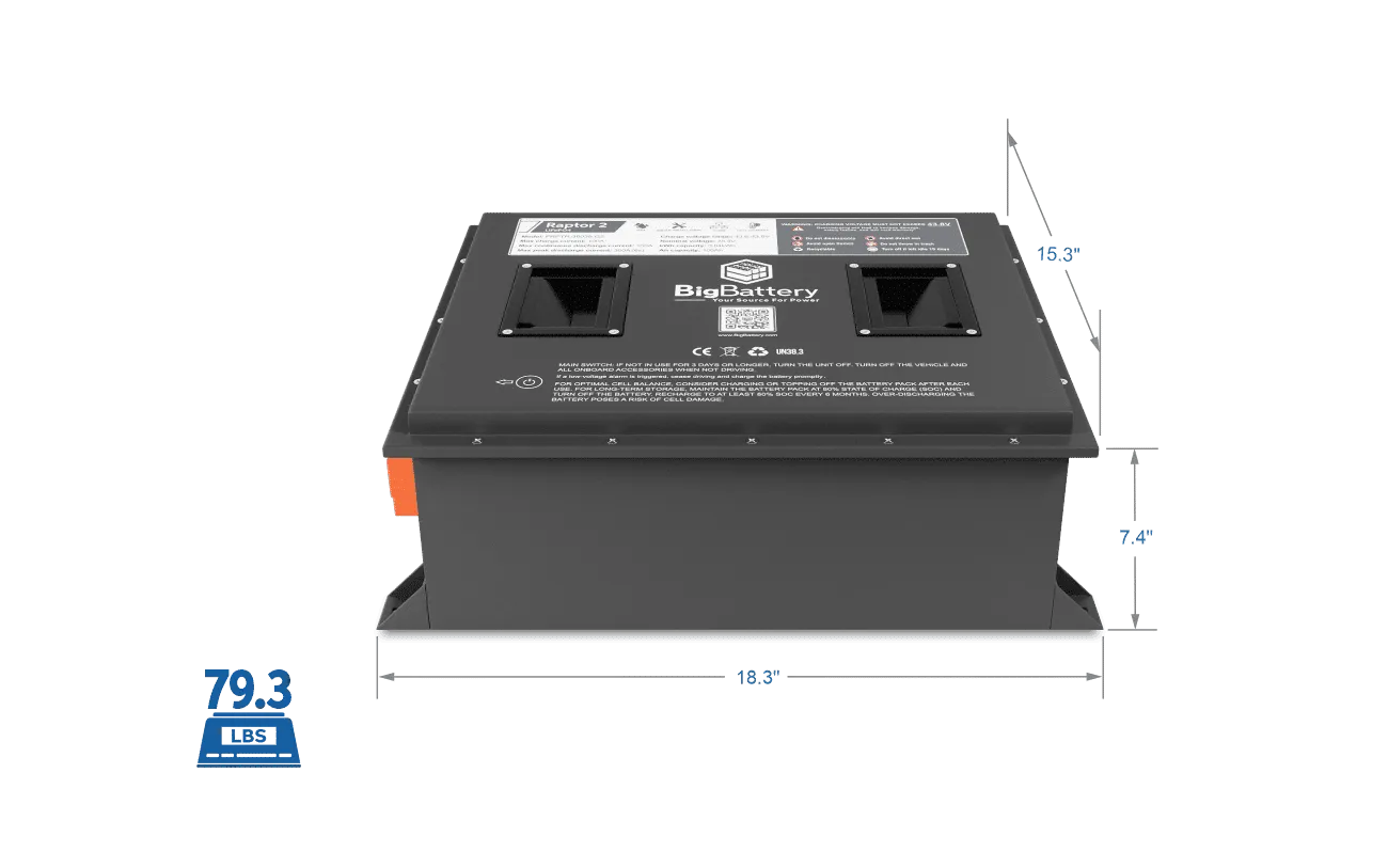 BigBattery 36V RAPTOR 2 LiFePO4 Battery | 3.84kWh | Long-lasting Power for Golf Carts, RVs, Off-Grid Power