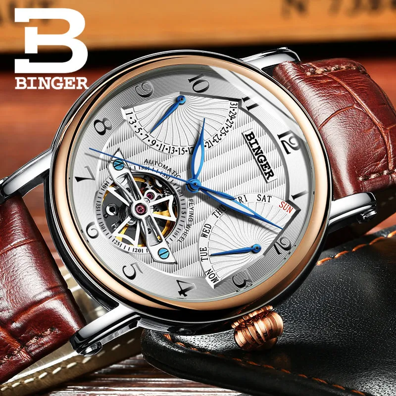 Binger Swiss Super Luxury Tourbillon Mechanical Watch Men B 1172