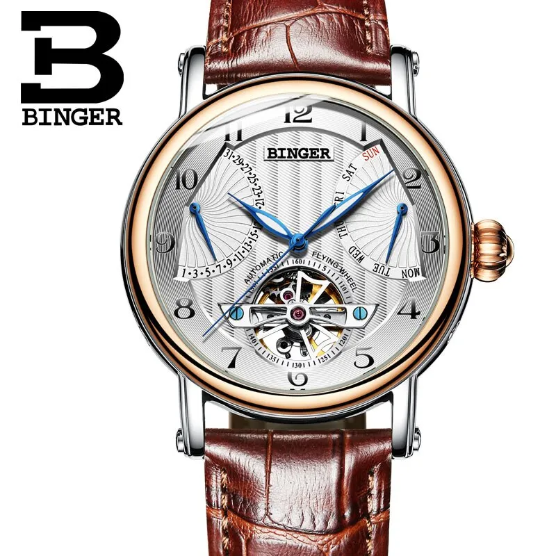Binger Swiss Super Luxury Tourbillon Mechanical Watch Men B 1172