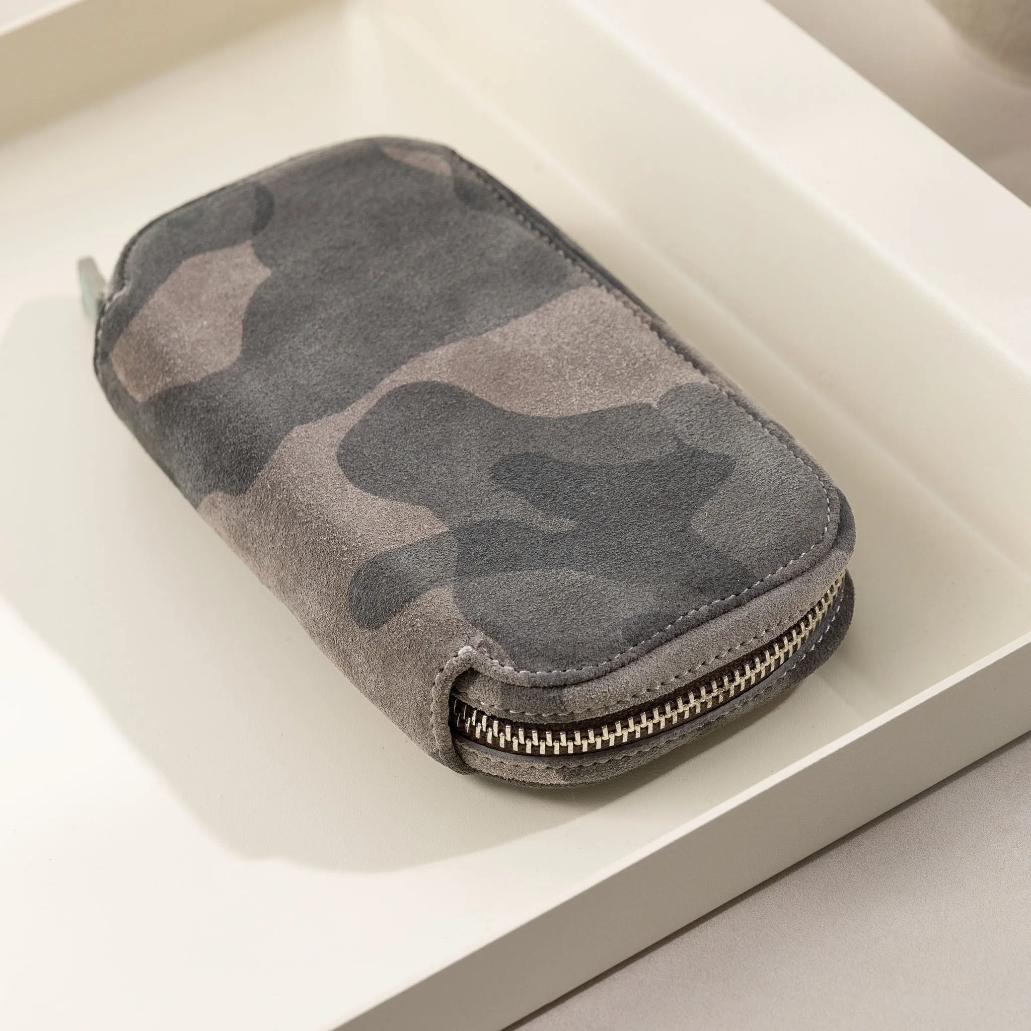 Black Camo 2 Watch Leather Zip Pouch