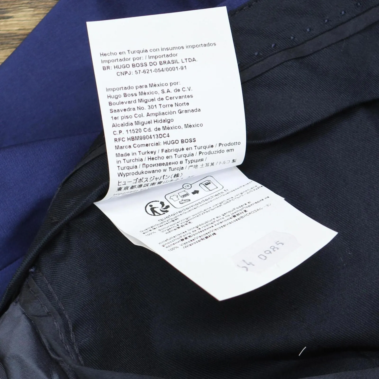 Boss Genius Stretch Tailored Slim Fit Wool Suit Dress Unhemmed Pants Navy 38R