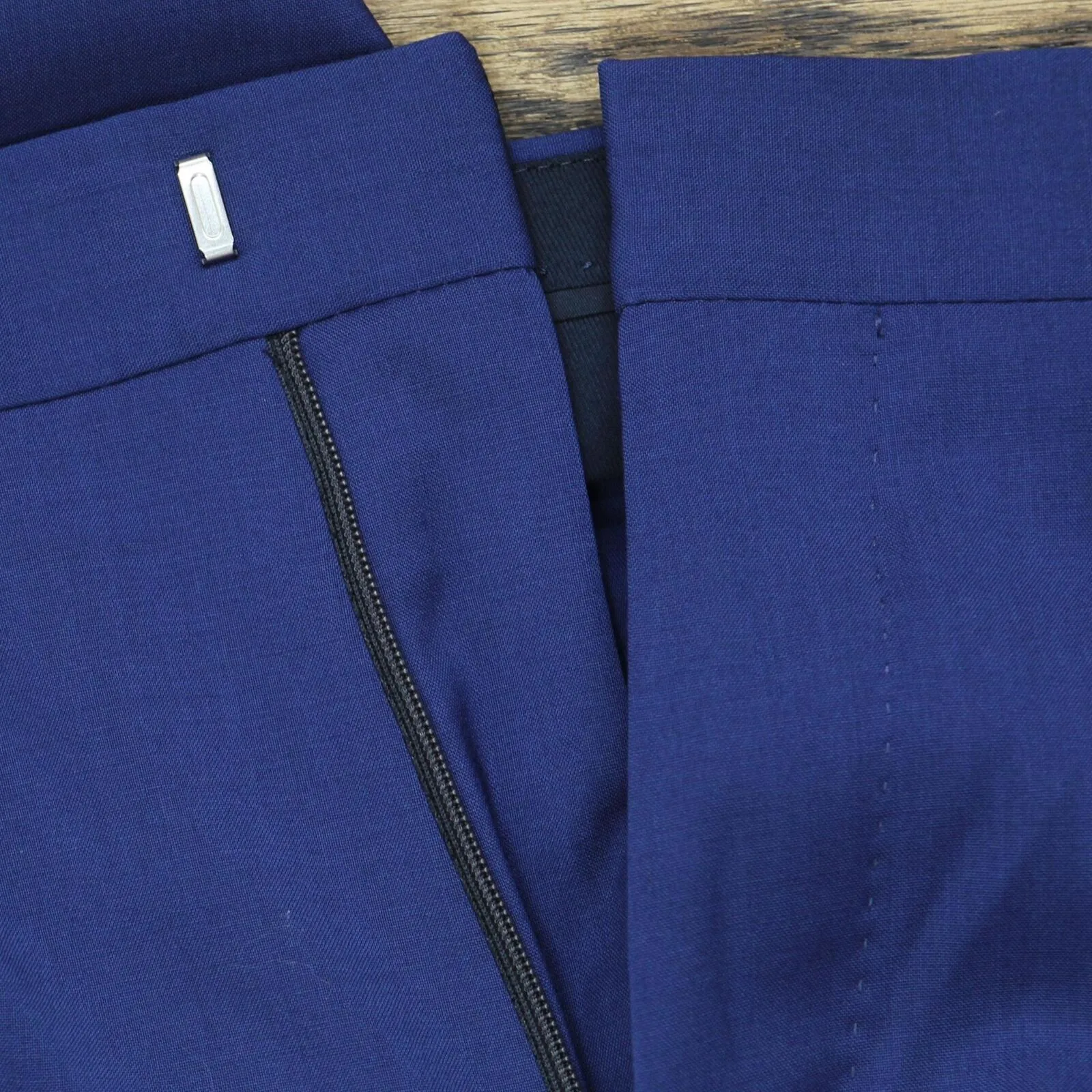 Boss Genius Stretch Tailored Slim Fit Wool Suit Dress Unhemmed Pants Navy 38R