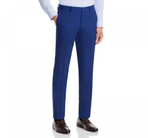 Boss Genius Stretch Tailored Slim Fit Wool Suit Dress Unhemmed Pants Navy 38R
