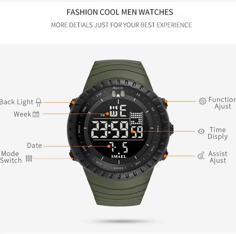 Brand Men's Digital Watches Luxury Waterproof Modern Clock Male Date LED Chronograph Electronic Wristwatches 1237