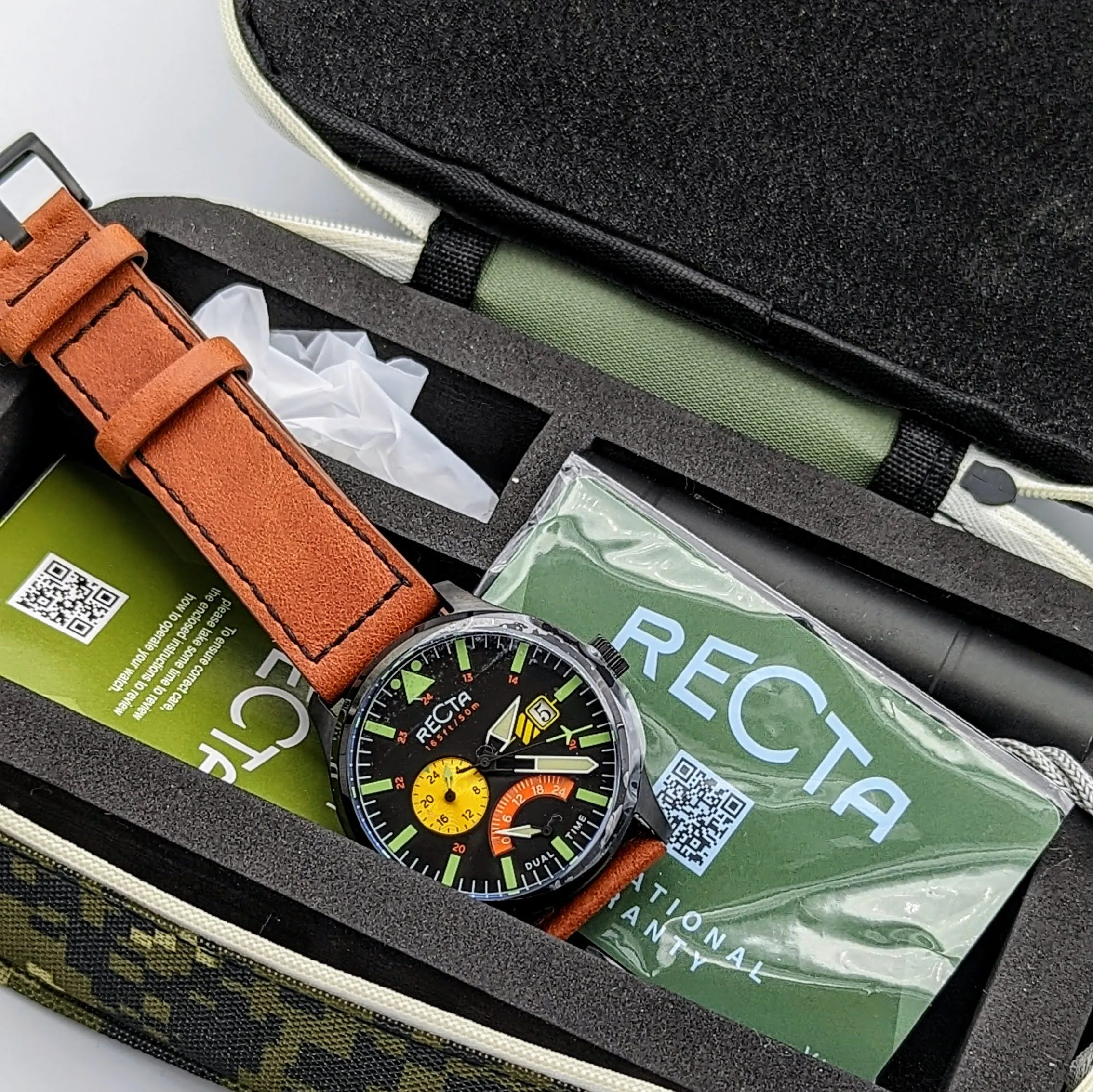 Brand-New! RECTA Veymont Multi-Function Watch With Dual Time Wristwatch FULL KIT