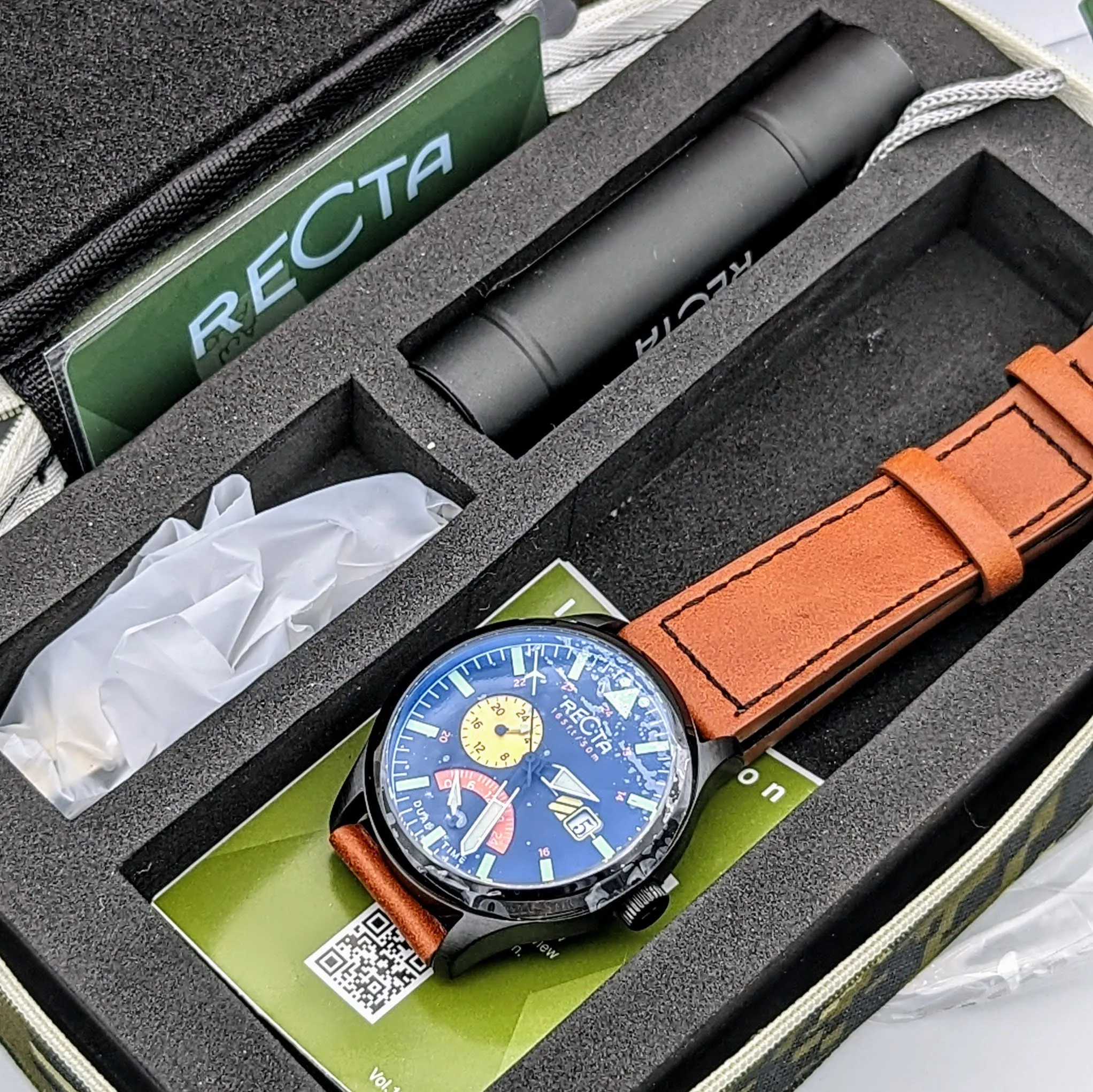 Brand-New! RECTA Veymont Multi-Function Watch With Dual Time Wristwatch FULL KIT