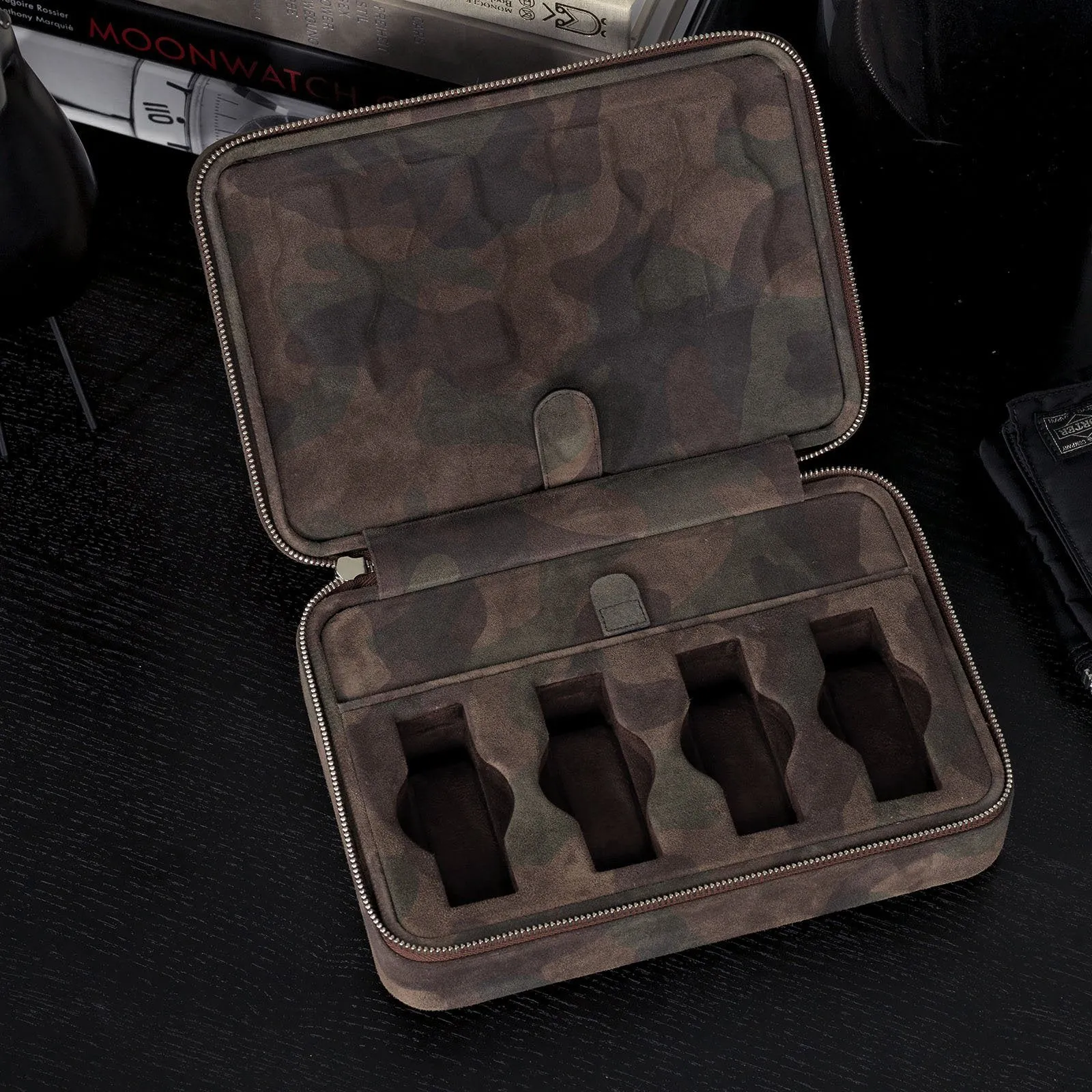Brown Camo Suede Luxury Leather Watch Box by JPM