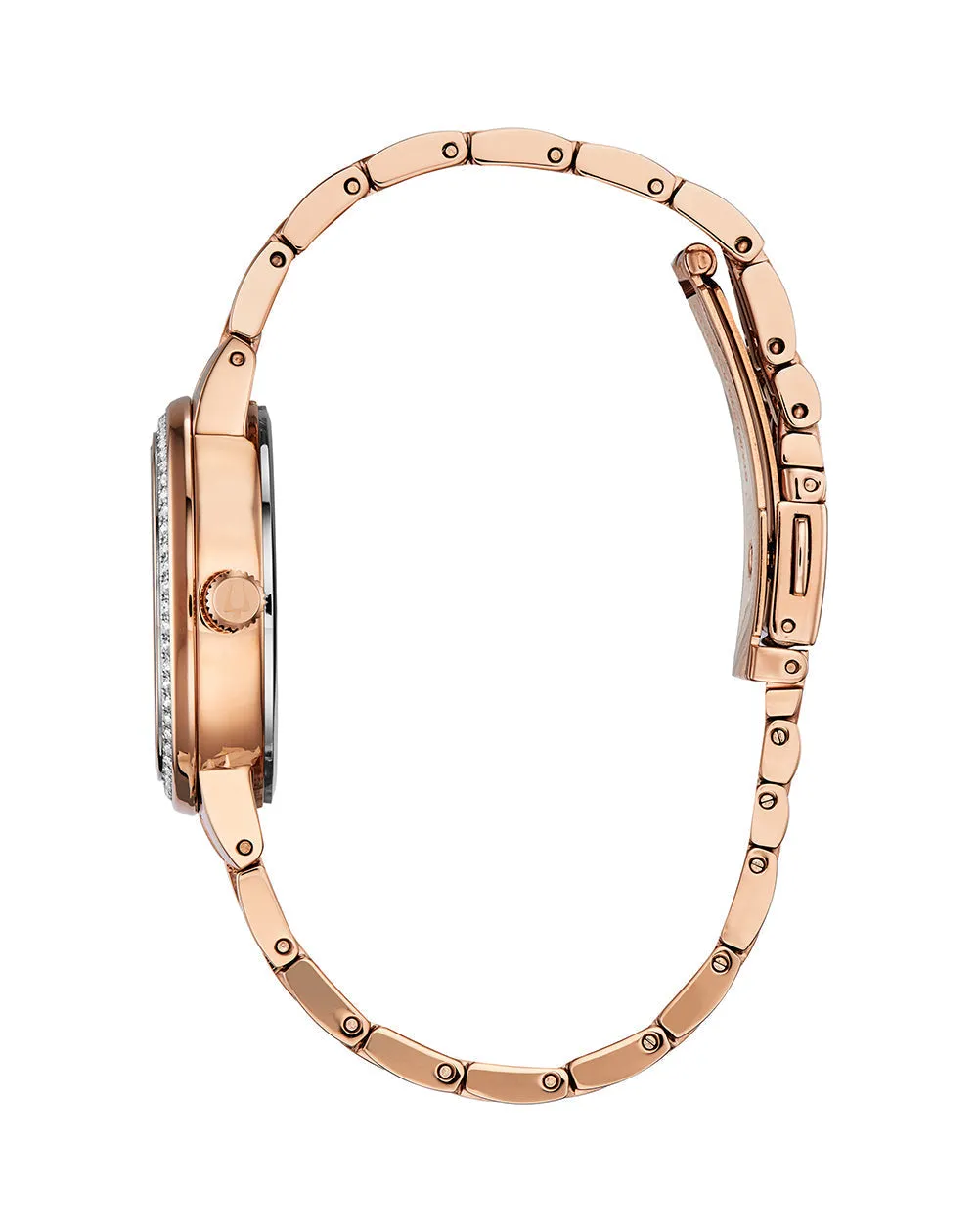 Bulova Crystal Embellished Rose Gold Women's Watch 98L266