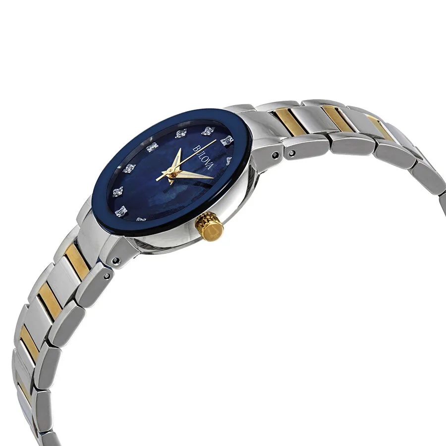 Bulova Modern Diamond Blue Mother of Pearl Dial Ladies Watch 98P157