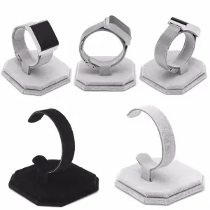 C Shape Jewelry Bracelet Bangle Watch Display Rack Stand Holder - Gray/Black