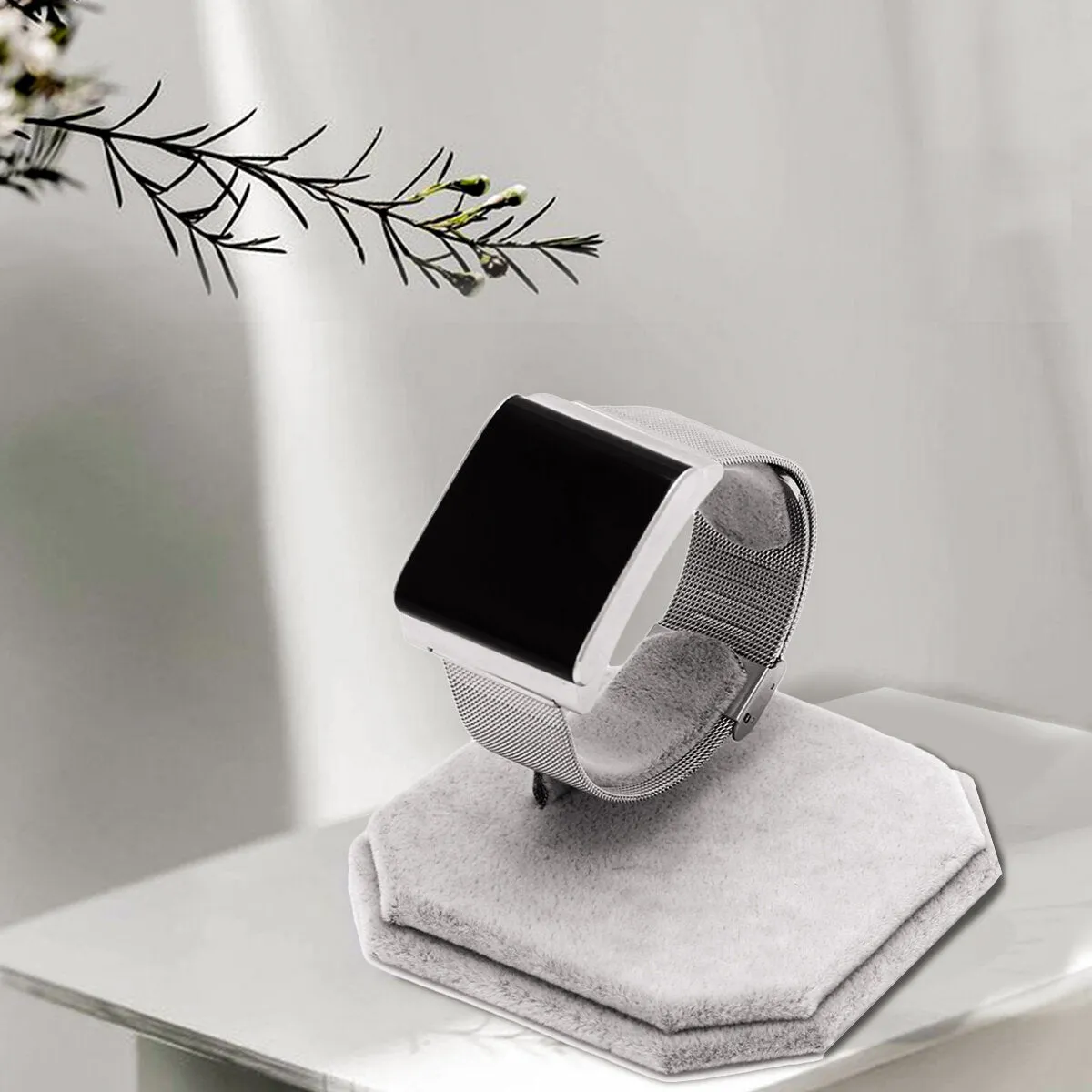 C Shape Jewelry Bracelet Bangle Watch Display Rack Stand Holder - Gray/Black