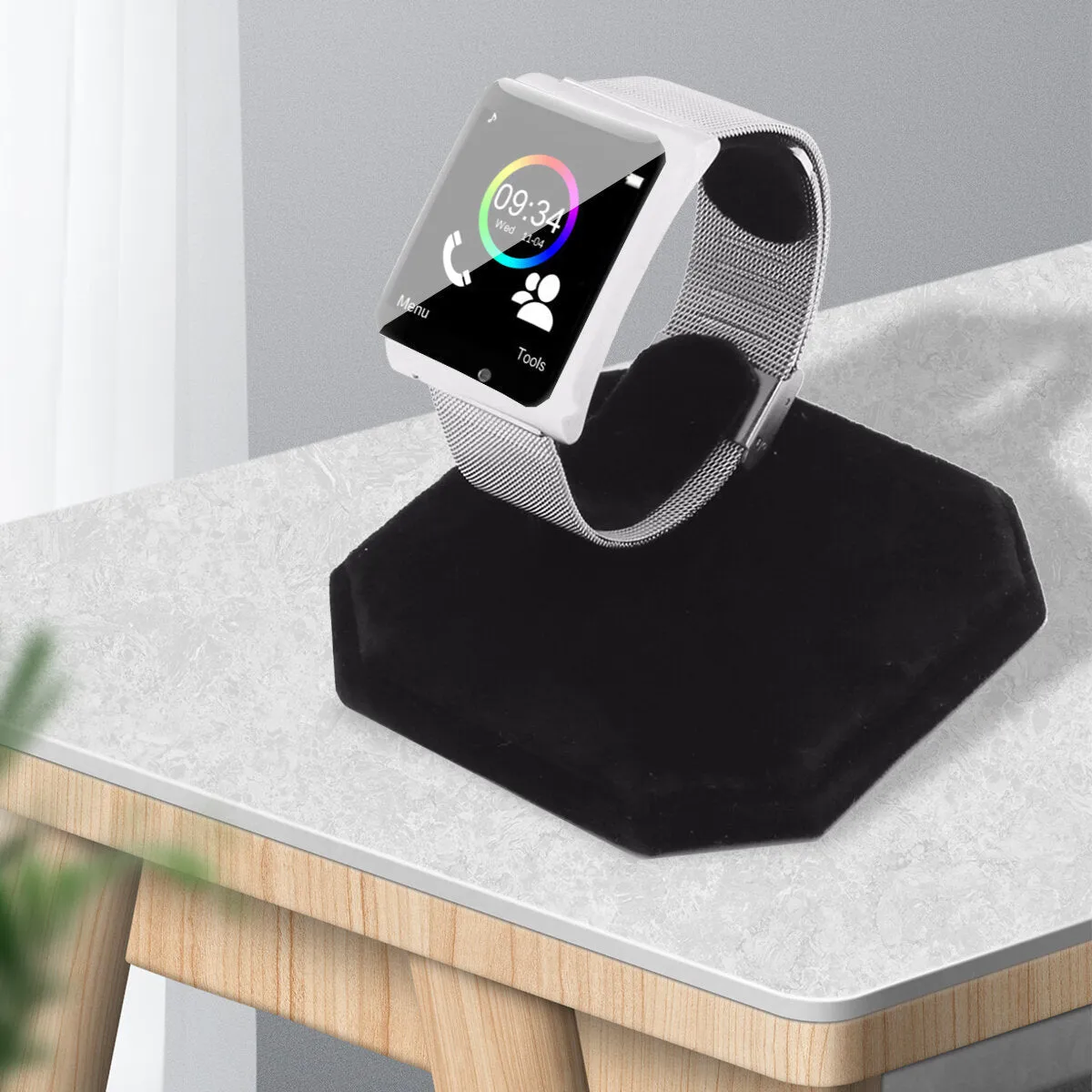 C Shape Jewelry Bracelet Bangle Watch Display Rack Stand Holder - Gray/Black
