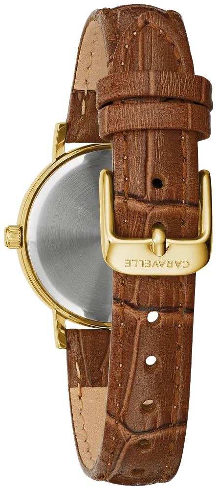 Caravelle by Bulova Ladies Gold & Brown Leather Watch