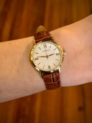 Caravelle by Bulova Ladies Gold & Brown Leather Watch