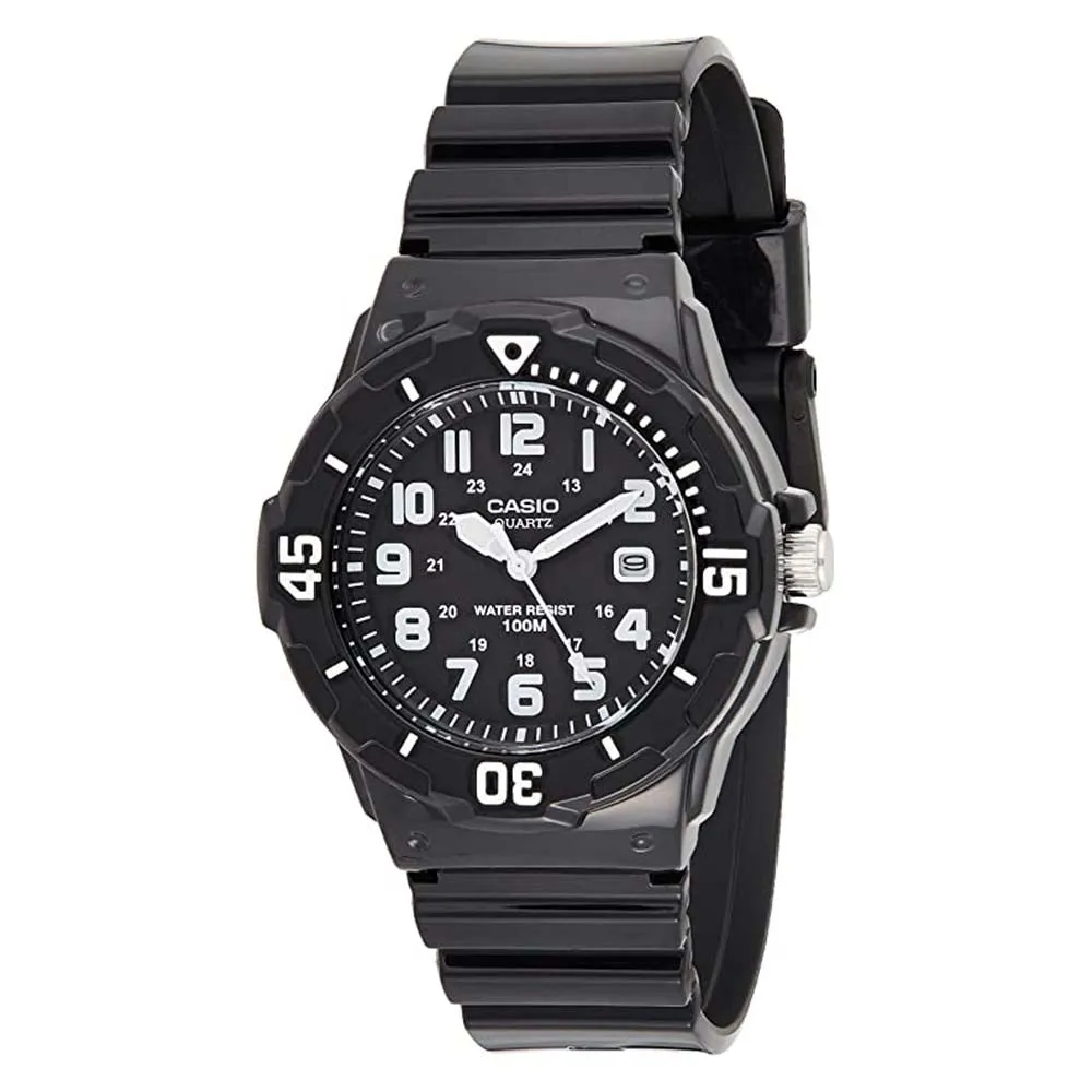 Casio Men's Black Dial Plastic Band Quartz Watch - LRW-200H-1BVDF