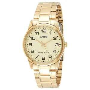 Casio Men's Gold Dial Stainless Steel Band Quartz Watch - MTP-V001G-9BUDF