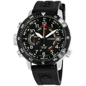 Citizen Eco-Drive Men's Promaster Altichron Rubber Band Black Dial Watch - BN5058-07E