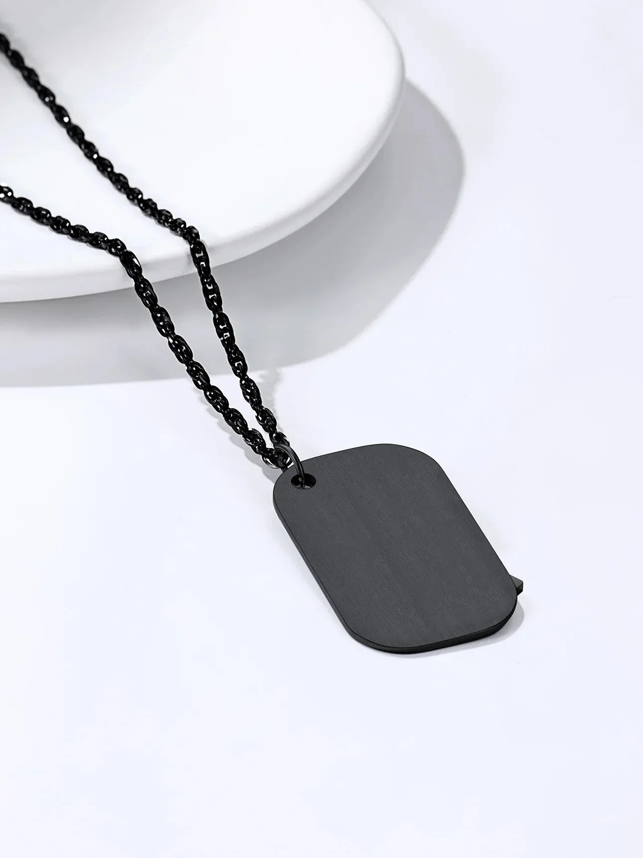 Cross Necklace Bible Verse Black Pendant for Men Stainless Steel Dog Tag Religious Jewelry Inspirational Gift for Husband Father Son
