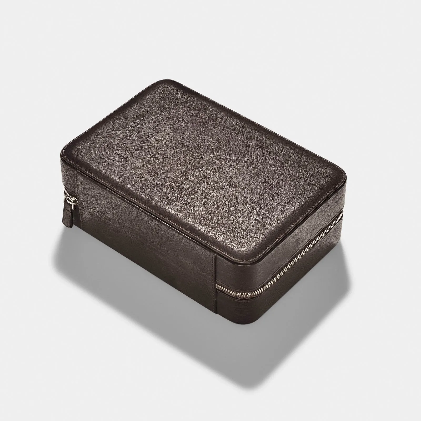 Dark Brown Cognac Luxury Leather Watch Box by JPM