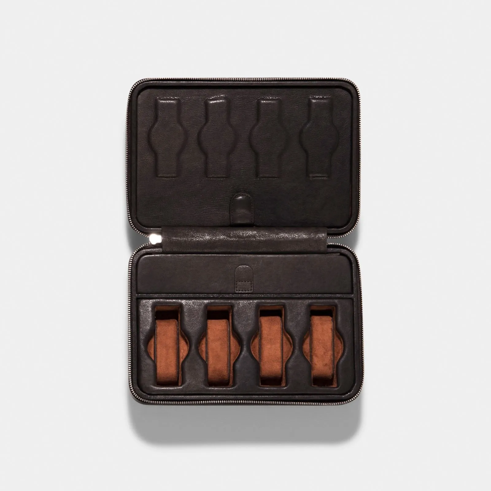 Dark Brown Cognac Luxury Leather Watch Box by JPM