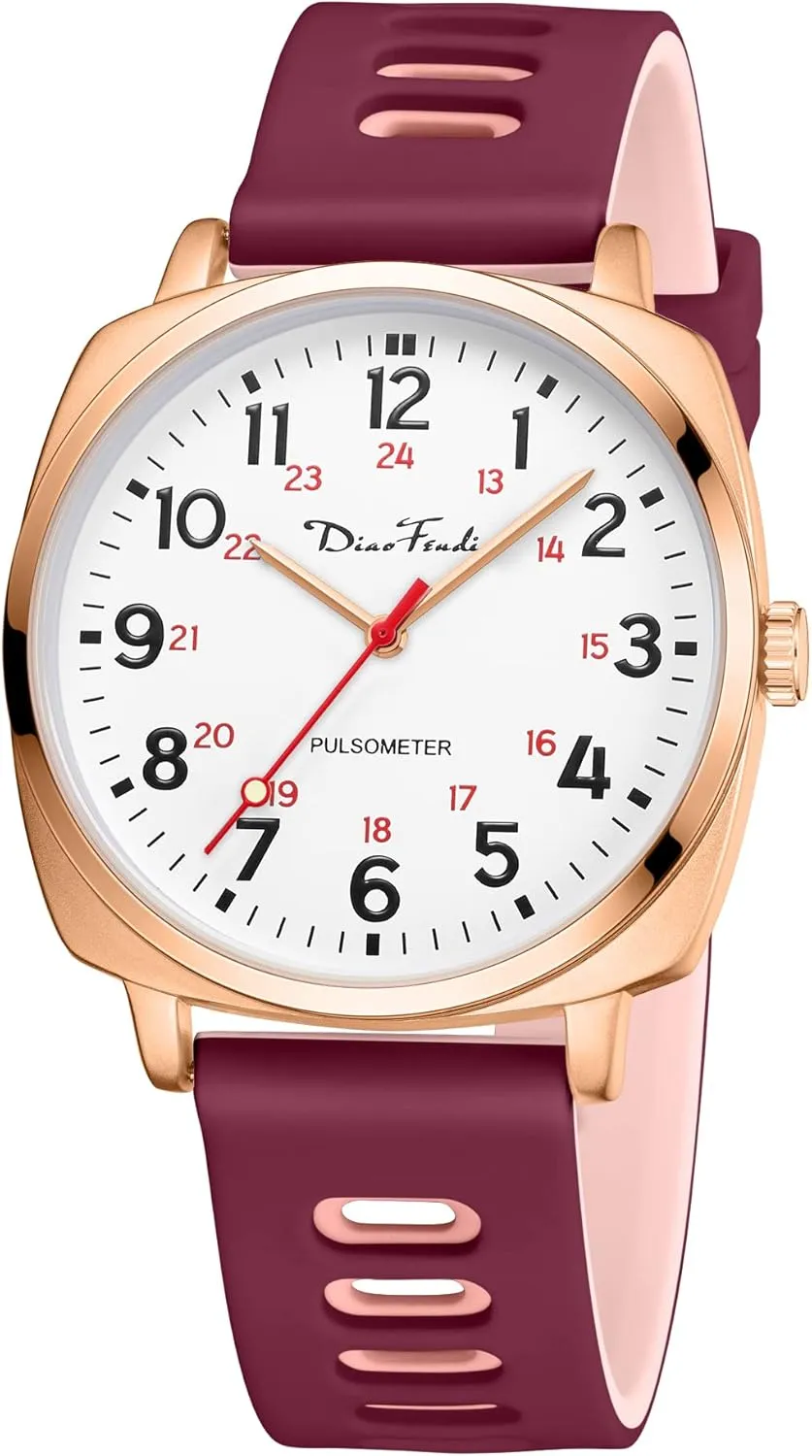 Diaofendi Nurse Watch for Medical Students,Doctors,Women, Men with Second Hand and 24 Hour, Easy Read Dial, Waterproof Watch
