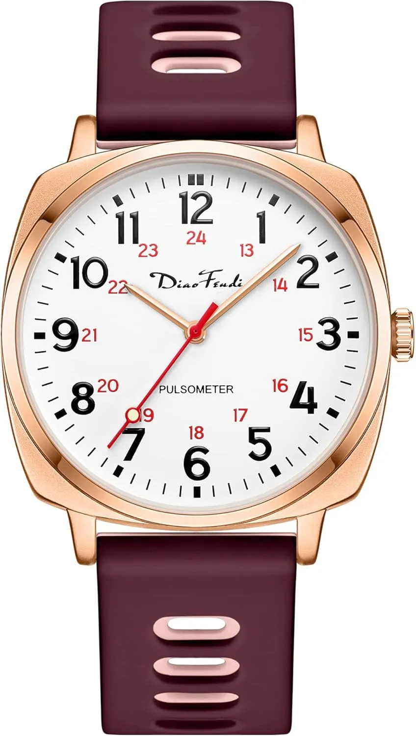 Diaofendi Nurse Watch for Medical Students,Doctors,Women, Men with Second Hand and 24 Hour, Easy Read Dial, Waterproof Watch
