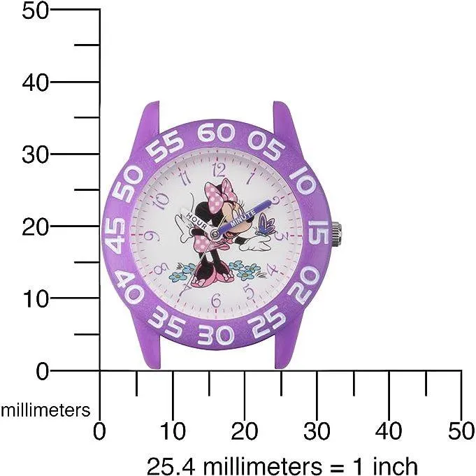 Disney Minnie Mouse Kids' Bezel Stainless Steel Time Teacher Analog Nylon Strap Watch