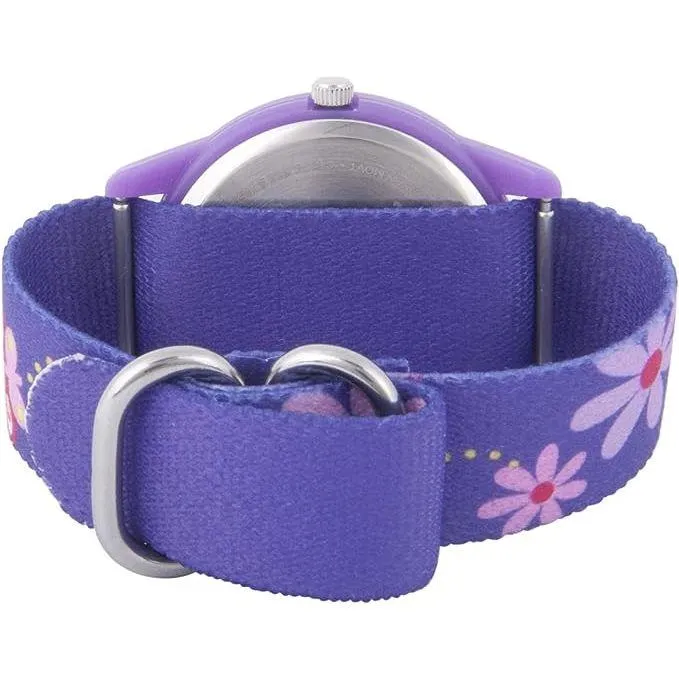 Disney Minnie Mouse Kids' Bezel Stainless Steel Time Teacher Analog Nylon Strap Watch