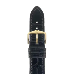Duke - 20mm Black Long Leather Watch Strap